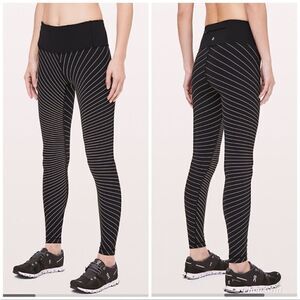 Lululemon Speed Wunder Under Reflective High Rise Black Gold Stripes 6